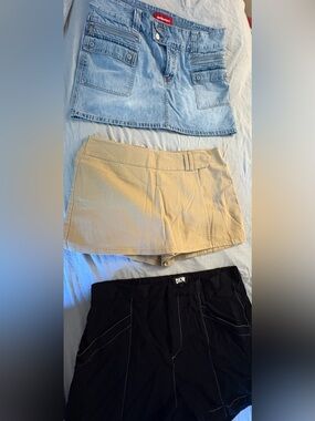 VGC- 12-14 DKNY Black Shorts 
Denim Mini Skirt & Khaki Skort Set
All 3 pieces